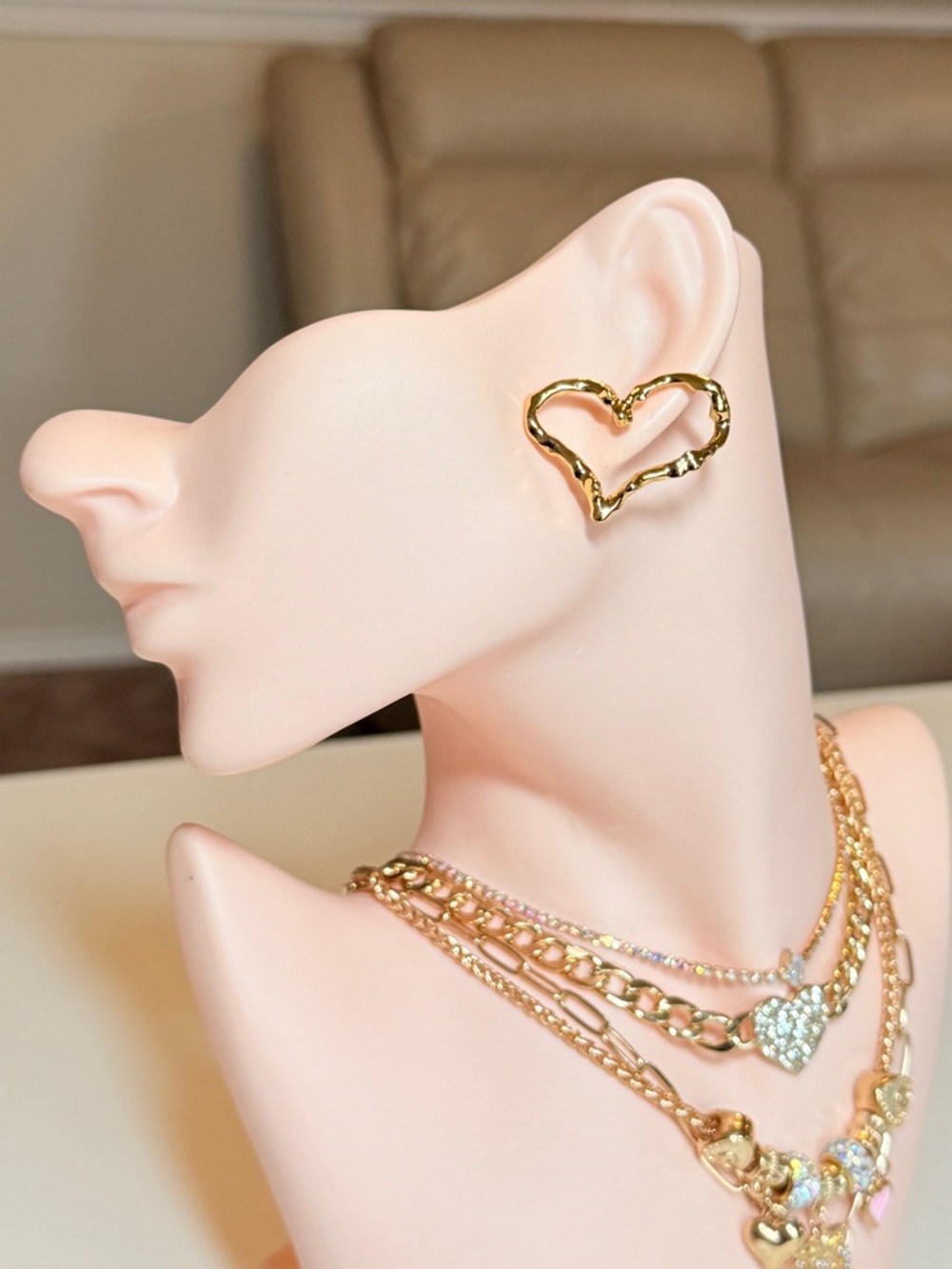 Gold Heart Earrings